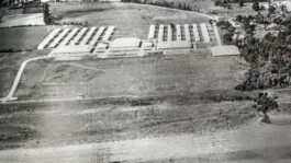 Aerial view of a landscape with analog black and white aesthetics